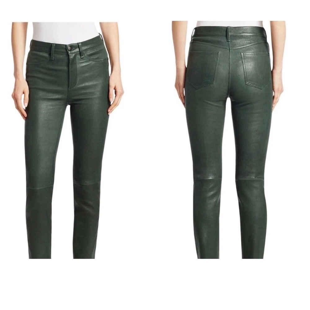 Gorgeous Ralph Lauren forest green  skinny lamb Leather Pants Blue Label Size 4
